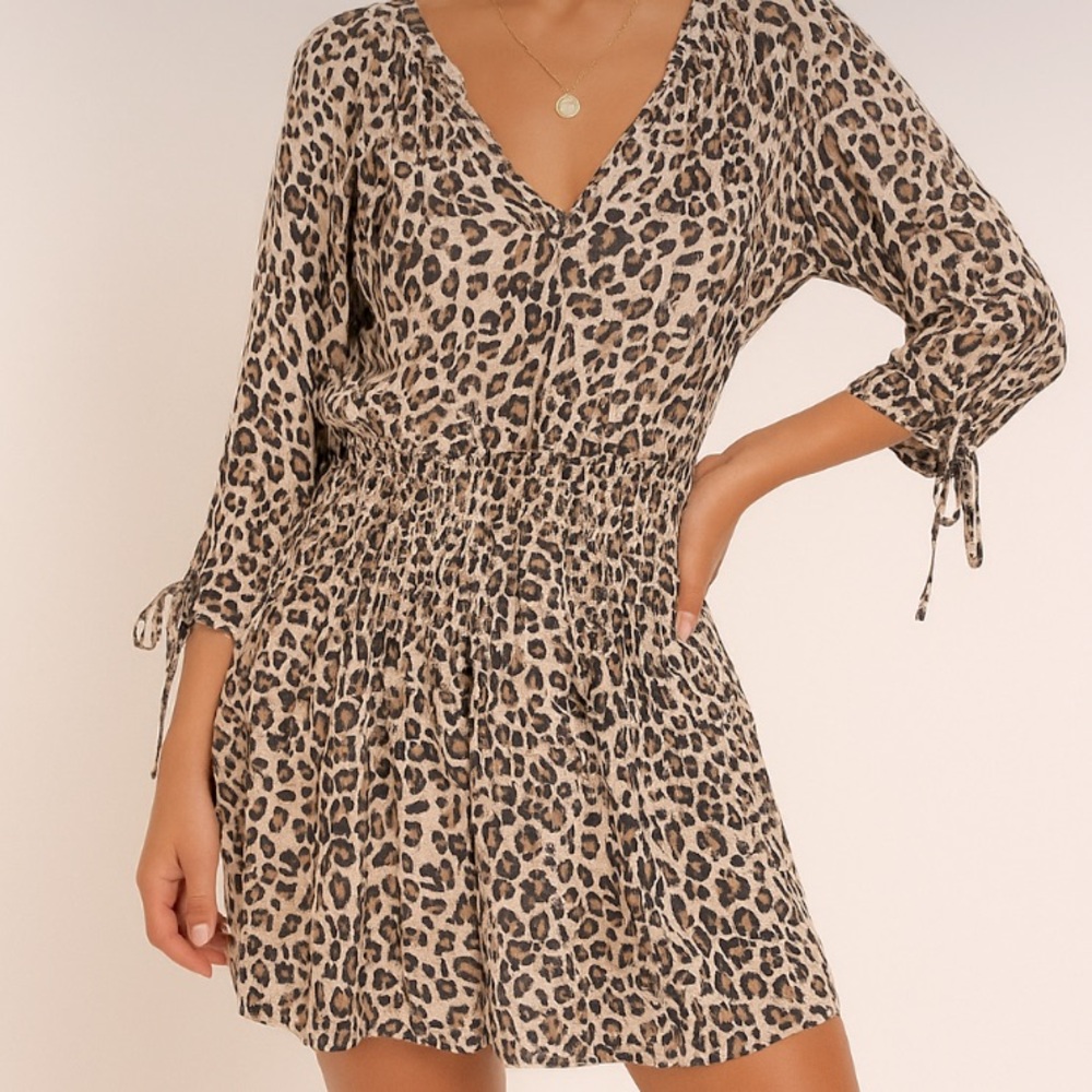 Chic Leopard Print V-Neck Mini Dress
